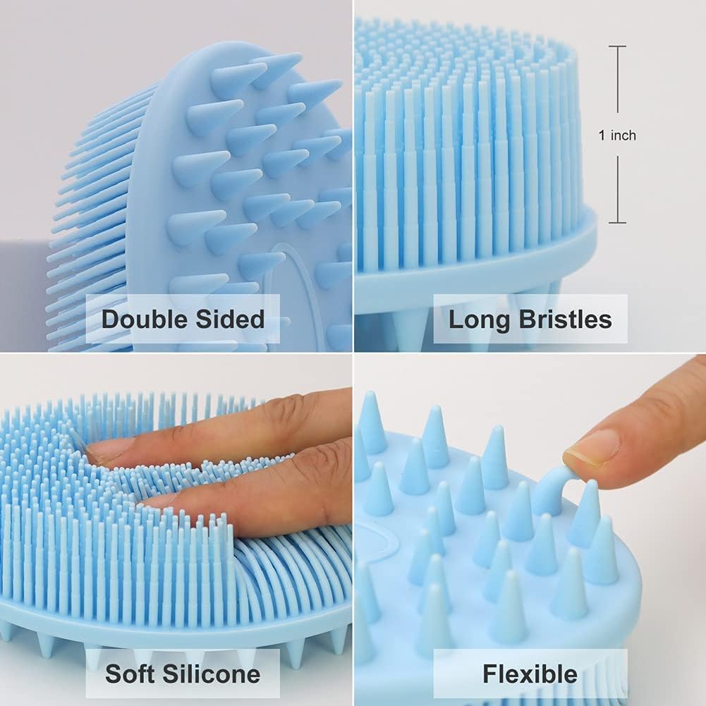 Upgrade 2 in 1 Bath and Shampoo Brush, Silicone Body Scrubber for Use in Shower, Exfoliating Body Brush / amz