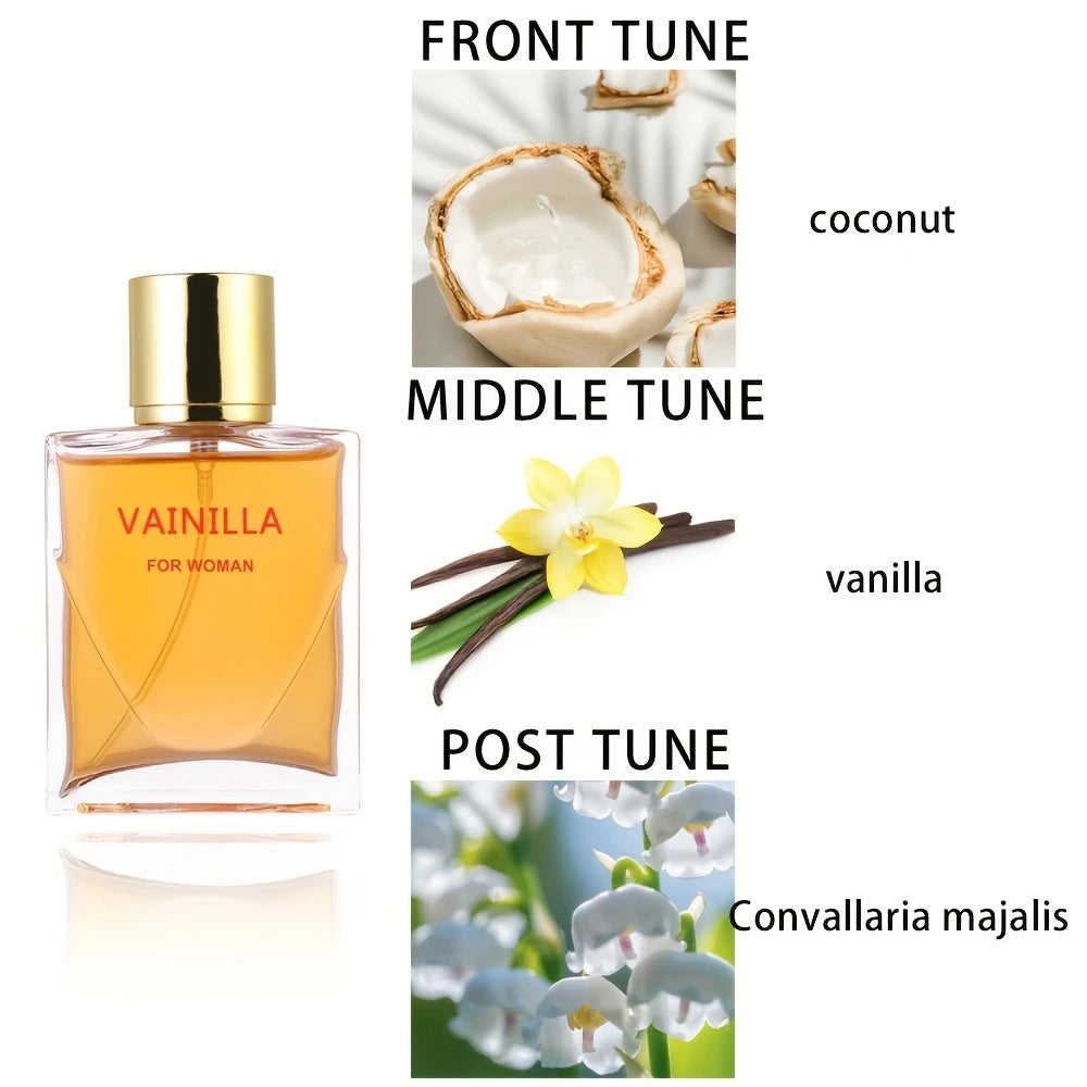 Vanilla Bliss Women’s Perfume - 60ml Floral Scent with Coconut & Convallaria Majalis, Long-Lasting Eau De Parfum Spray, Alcohol-Based, Talc-Free, Ideal for Daily Wear /tm