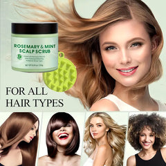 250g 2-in-1 Rosemary & Mint Scalp Care & Shampoo Scrub, with Head Massager, Rosemary Scalp Cream, Deep Cleansing Hair, Moisturizing and Smoothing Dry Hair, Suitable for All Hair Types