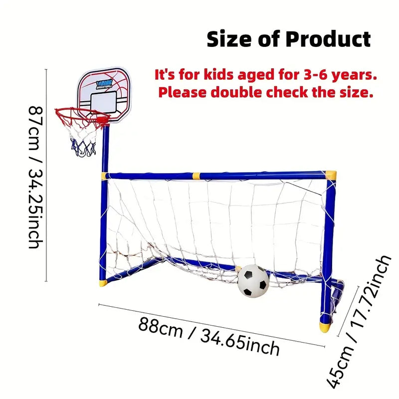 2-in-1 Basketball Hoop and Soccer Goal Set, Portable Detachable Indoor/Outdoor Sports Toy for Boys and Girls - Perfect Gift for Thanksgiving, Halloween, Christmas, and Holidays