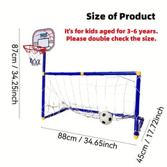 2-in-1 Basketball Hoop and Soccer Goal Set, Portable Detachable Indoor/Outdoor Sports Toy for Boys and Girls - Perfect Gift for Thanksgiving, Halloween, Christmas, and Holidays