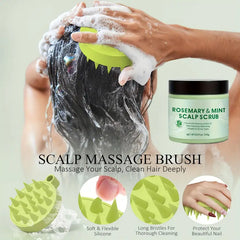 250g 2-in-1 Rosemary & Mint Scalp Care & Shampoo Scrub, with Head Massager, Rosemary Scalp Cream, Deep Cleansing Hair, Moisturizing and Smoothing Dry Hair, Suitable for All Hair Types