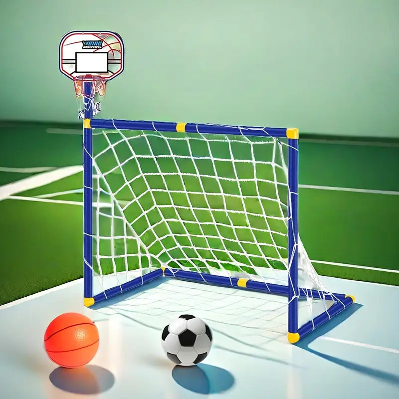 2-in-1 Basketball Hoop and Soccer Goal Set, Portable Detachable Indoor/Outdoor Sports Toy for Boys and Girls - Perfect Gift for Thanksgiving, Halloween, Christmas, and Holidays