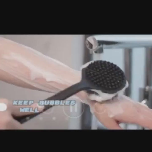 [Gentle Scrubber] Long-Handle Bath Brush - Soft Silicone Gentle Scrubber for Deep Clean & Skin Care, Battery-Free / tm