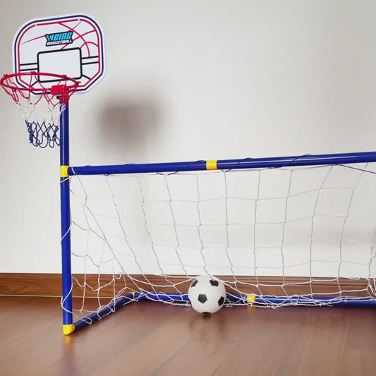 2-in-1 Basketball Hoop and Soccer Goal Set, Portable Detachable Indoor/Outdoor Sports Toy for Boys and Girls - Perfect Gift for Thanksgiving, Halloween, Christmas, and Holidays
